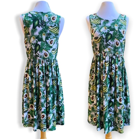 Bouncy Avocado Stretchy Spandex Dress MEDIUM Drop Waist Sleeveless Maternity - Picture 1 of 8
